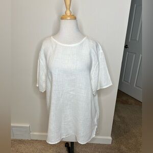 Flax by Jeanne Engelhart Linen Top White Women's S EUC